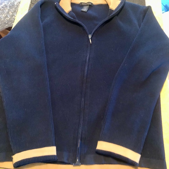 Kenneth Cole New York Other - Kenneth Cole New York navy and camel zip up sweater XL. Not an over size fit.